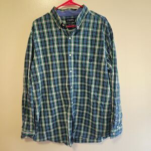 Chaps Plaid Button Down Long Sleeve Easy Care Classic Holiday Casual Men XL